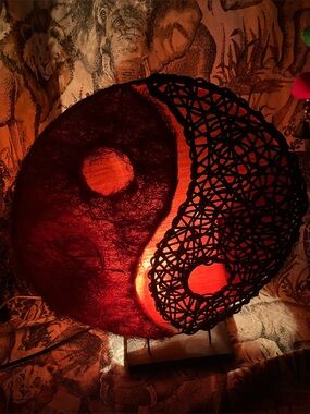 Unique Yin & Yang Natural Rattan&Krangle fabric Table Lamp